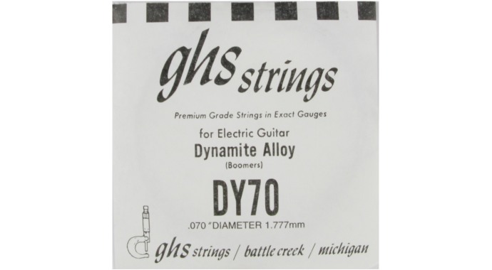 GHS DY70 - американская одиночная очень толстая стальная 6-я струна в обмотке для  электрогитары с пониженым специальным строем