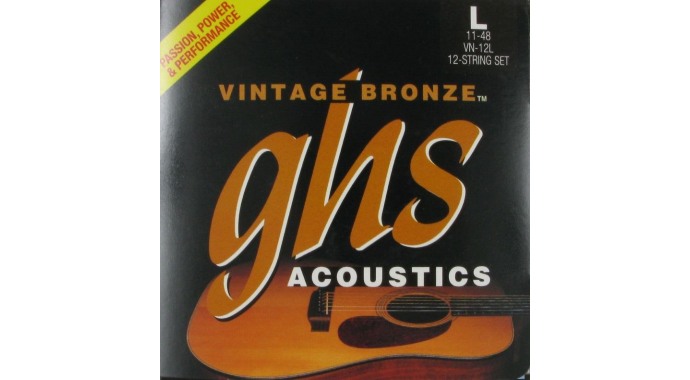 GHS VN-12L - американский комплект грудных по звуку струн 11-48 для 12 стр, акустической гитары