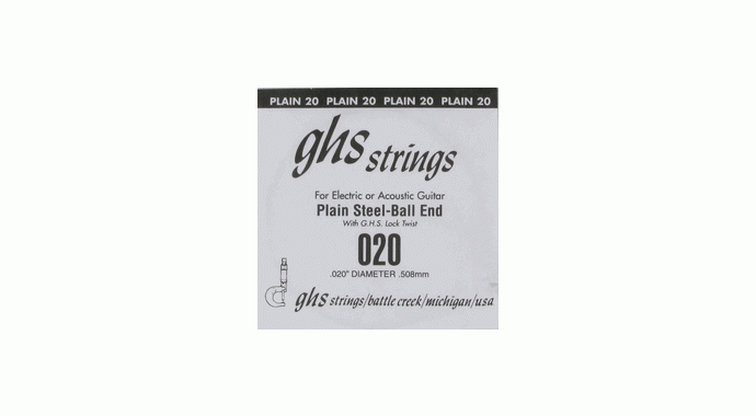 GHS 020 - американская одиночная стальная 4-я или 6-я струна 