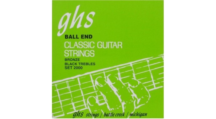 GHS 2000 - американский комплект чёрных нейлоновых струн для гитары с шариком на конце и бронзовой обмоткой