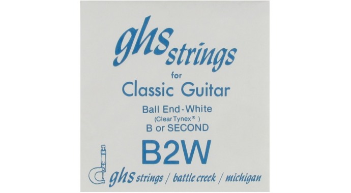 GHS B2W - американская одиночная нейлоновая 2-я струна для классической гитары с шариком на конце