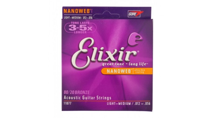Elixir 11077 Acoustic L/Medium 12-56 - комплект струн для акустической гитары 