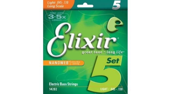 Elixir 14202 Electric Bass Strings 45-130 - комплект струн для 5 стр. бас гитары