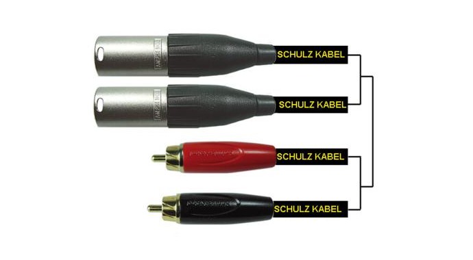 Schulz RRXXM 3 - 3 м немецкий двойной (стерео) шнур 2 RCA-штекера на 2 XLR-штекера